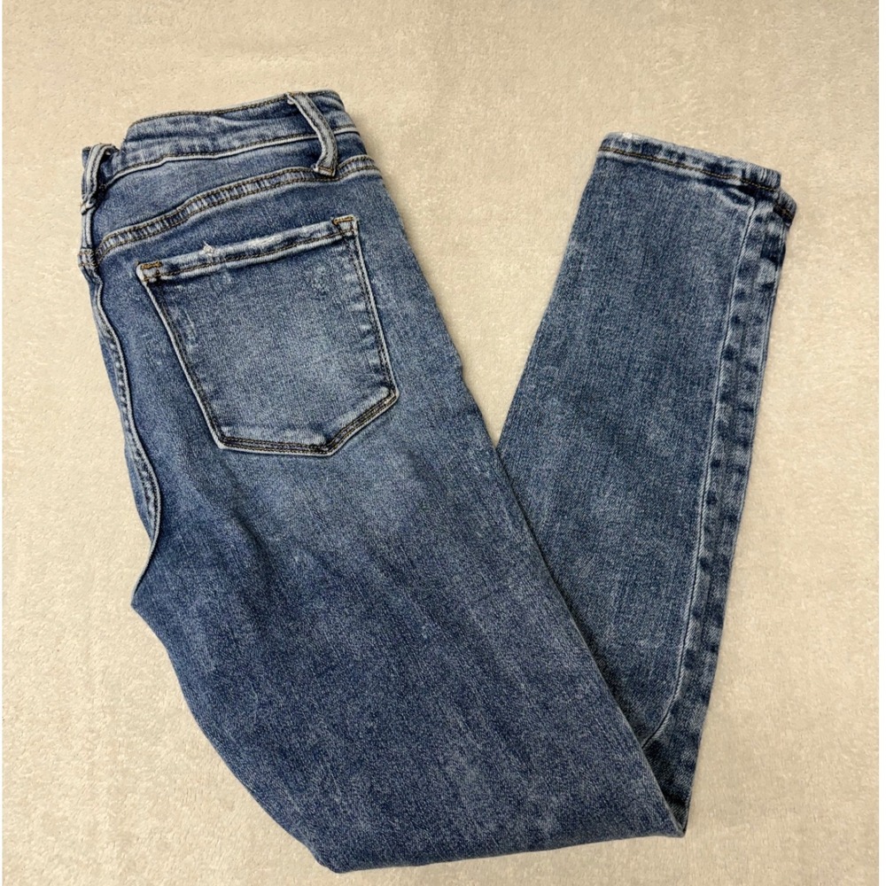 Flying Monkey Womens High Rise Skinny Jeans Medium Wash Blue Denim F5815AT